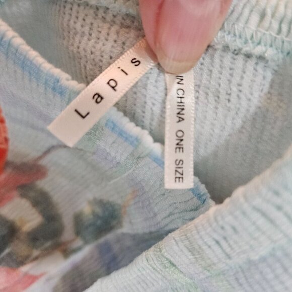 Lapis Dress One Size Floral Print Off Shoulder Strapless Blue Bubble Dress - Picture 8 of 11